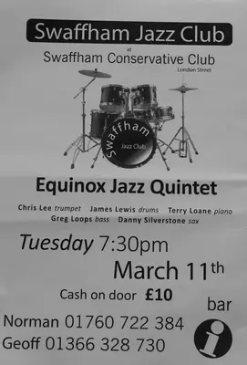 Swaffham Jazz Club Poster - March 2025